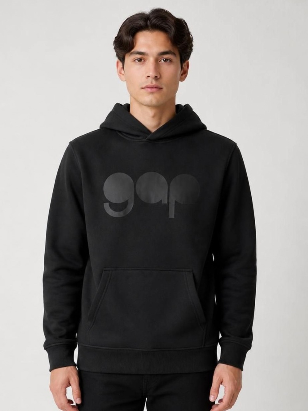 GAP Logo Hoodie Sweatshirt Black Size Mens XXS